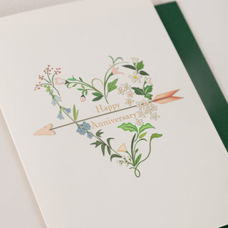 Floral Anniversary Heart Greeting Card