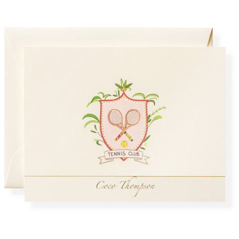 Tennis Crest Personalized Note Cards