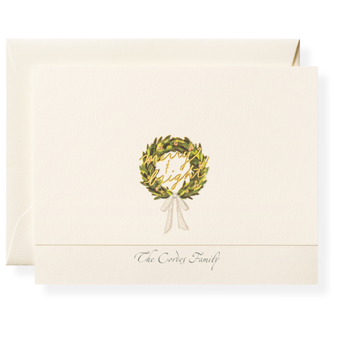 Xmas Wreath Personalized Note Cards