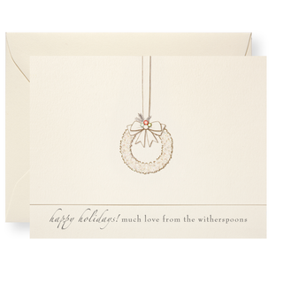 White Wreath Personalized Note Cards