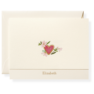 Flower Heart Personalized Note Cards