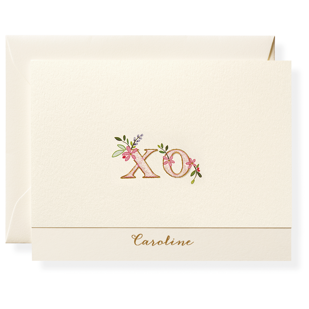 Floral XO Personalized Note Cards