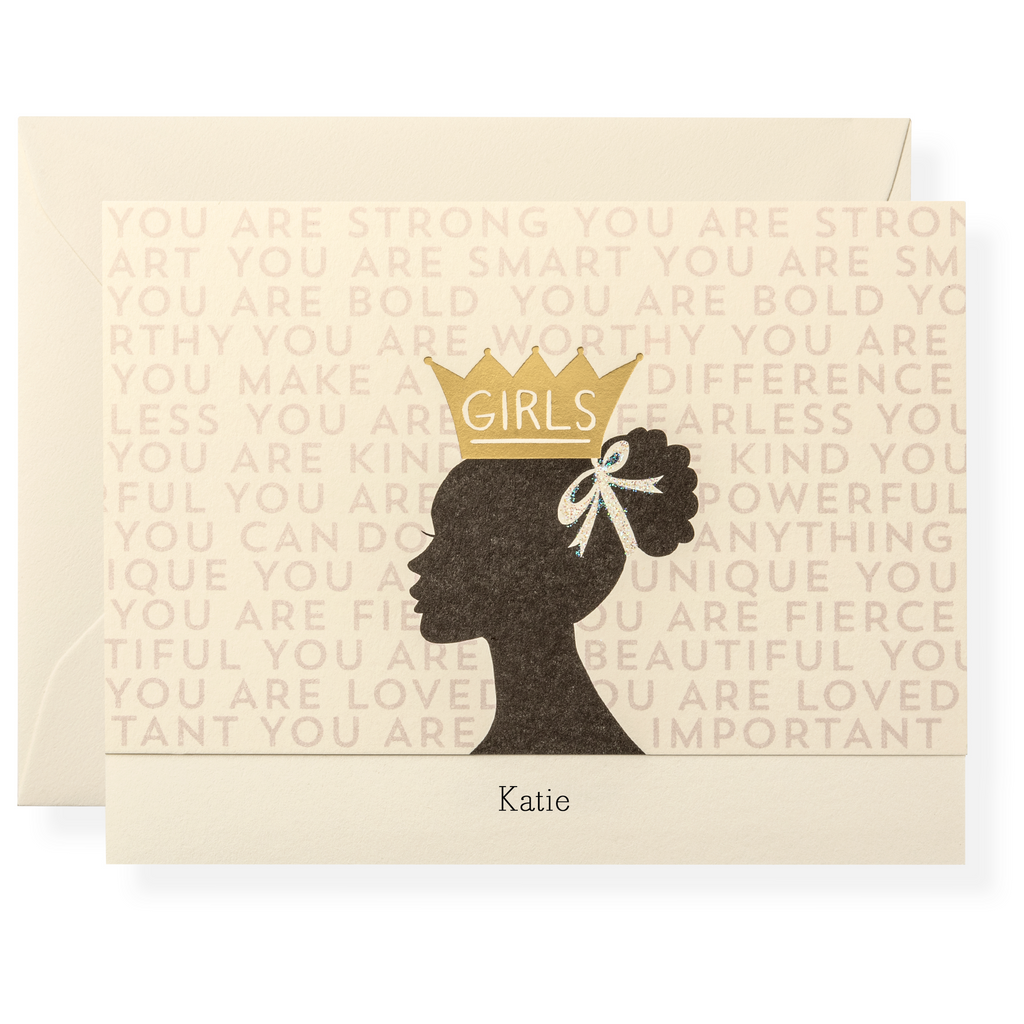 Girls Crown Personalized Note Cards