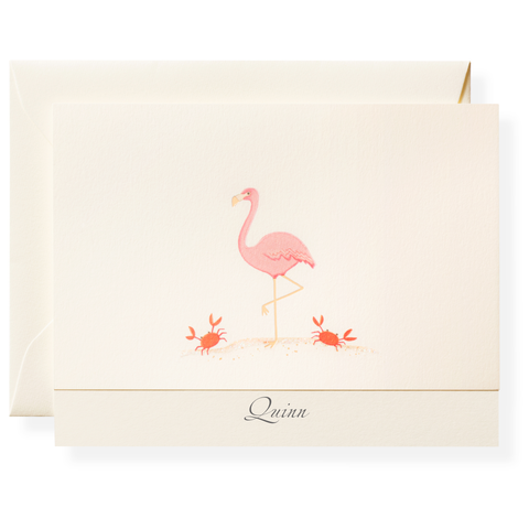 Pink Flamingo Personalized Note Cards